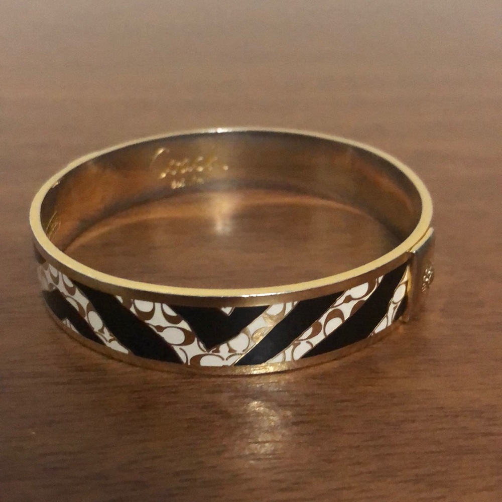 Coach, gold/zebra print bangle